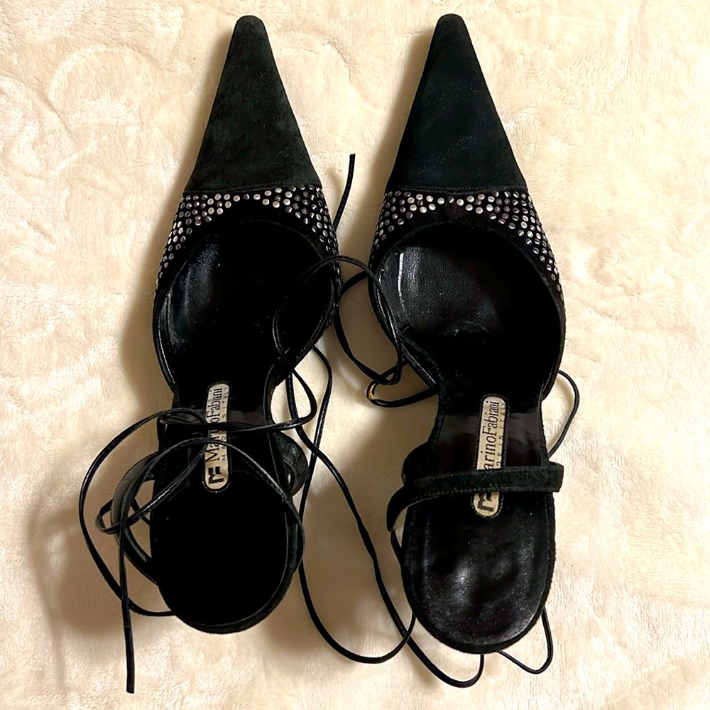 Marino Fabiani. Black Suede High Heel Shoes with straps. Size 39/8 Made in Italy - Picture 6 of 6